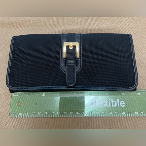 NWOT, Talbots Classic Black Canvas Wallet with Leather Trim & Gold Buckle - Picture 15 of 15